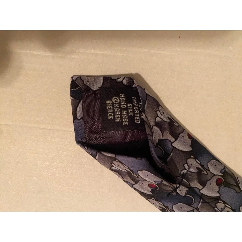 The Nature Conservancy Elephant Silk Tie Grey Blue Karen Bierce Preservation